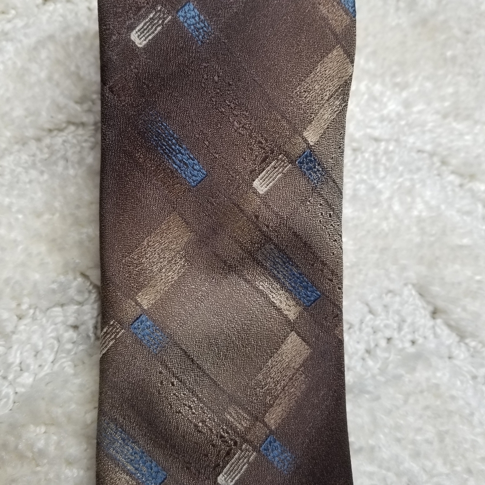Gian Maxio Brown and Blue Textured Tie